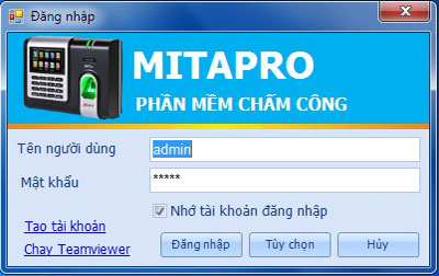 Phần mềm chấm công MitaPro, Mitaco, RonaldJack Plus, WiseEye on39 tiếng Việt